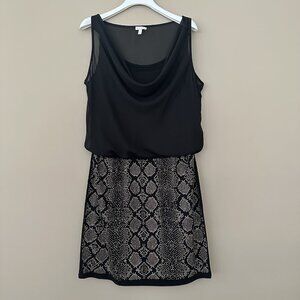 VTG Cache $198 Cocktail Dress Black Gold Snake Party Beaded Studded Y2K Blouson